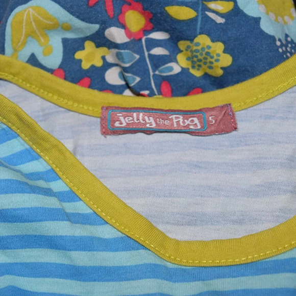 JELLY THE PUG Girls Stripped Floral Knit Dress Size 5 - Picture 4 of 4